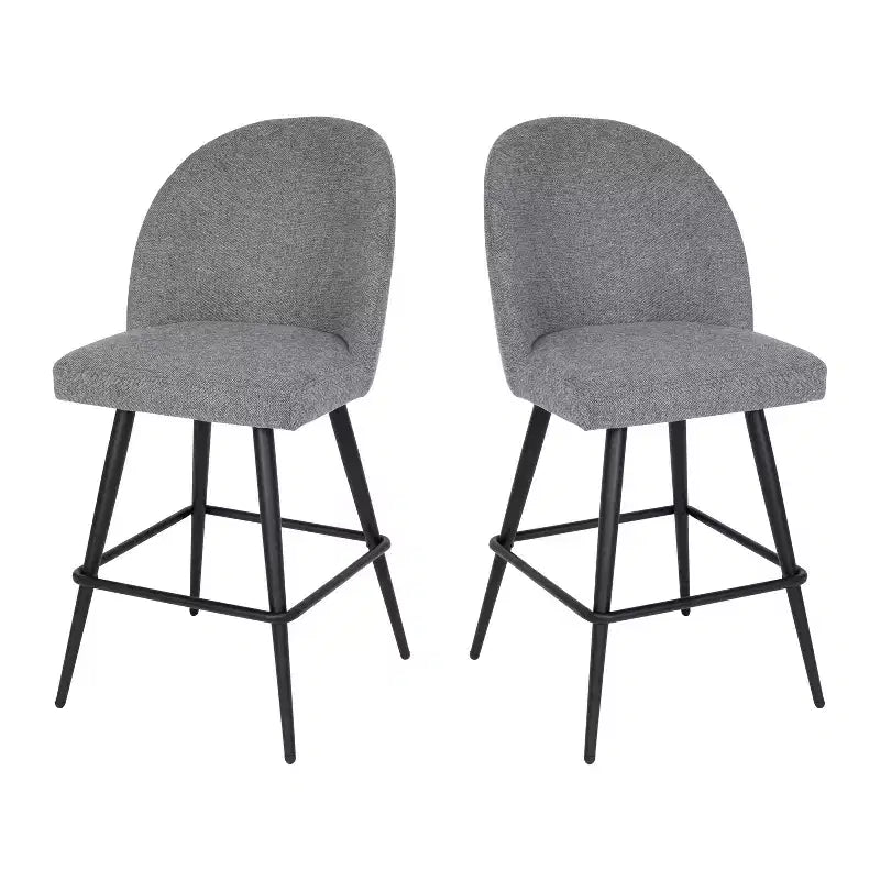 Tabourets de salle à manger Emma et Oliver modernes et rembourrés avec dossier profilé et pieds en acier thermolaqué avec patins de protection – Lot de 2