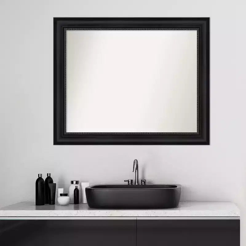Miroir mural de salle de bain noir non biseauté Amanti Art Astor