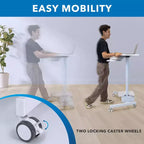 Mount-It! Chariot informatique mobile réglable en hauteur, poste de travail roulant, espace de rangement pour UC et imprimante, poste de travail informatique mobile assis-debout