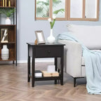 Table d'appoint HOMCOM, table de chevet moderne avec tiroir de rangement et étagère, salon, lot de 2, noir