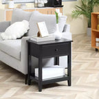 Table d'appoint HOMCOM, table de chevet moderne avec tiroir de rangement et étagère, salon, lot de 2, noir
