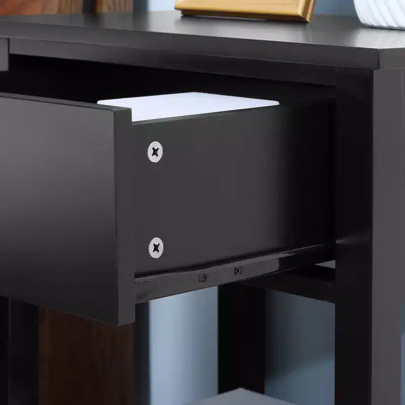 Table d'appoint HOMCOM, table de chevet moderne avec tiroir de rangement et étagère, salon, lot de 2, noir