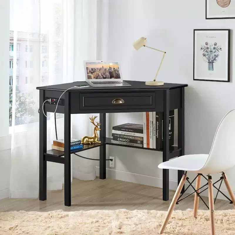 Bureau d'angle Yaheetech avec prise électrique