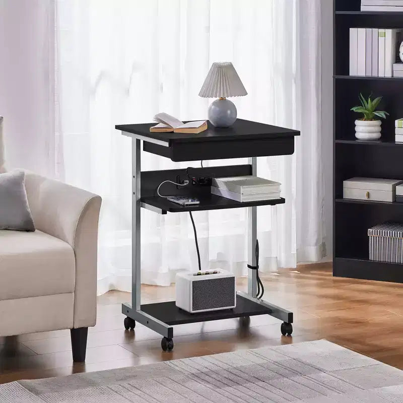 Yaheetech Table d'ordinateur portable 22 pouces avec prise de courant Noir