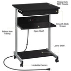 Yaheetech Table d'ordinateur portable 22 pouces avec prise de courant Noir