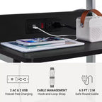 Yaheetech Table d'ordinateur portable 22 pouces avec prise de courant Noir