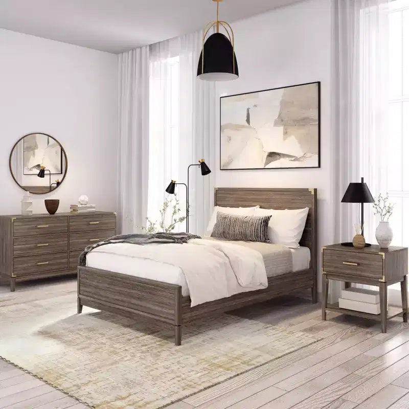 Lit plateforme contemporain en bois massif Plank+Beam pleine grandeur