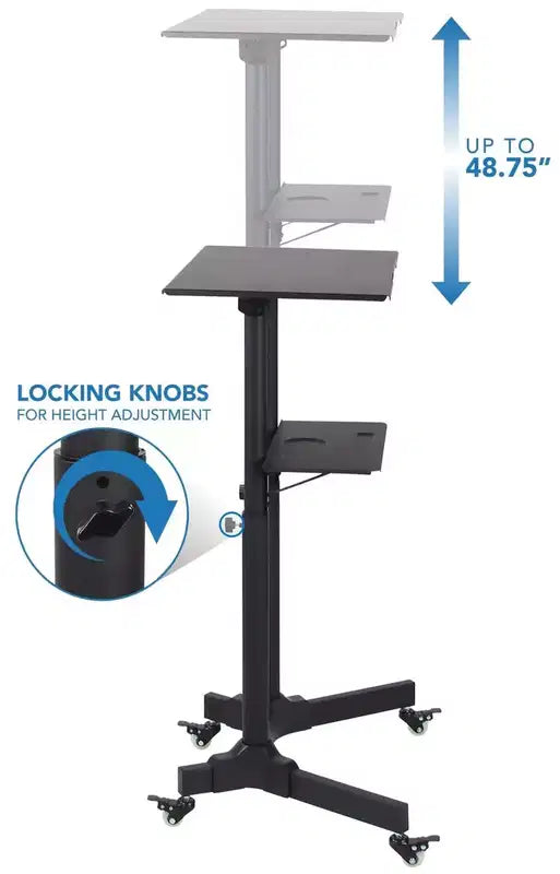 Mount-It! Bureau mobile réglable en hauteur, pupitre portable et lutrin de présentation roulant, bureau d'ordinateur portable avec roulettes