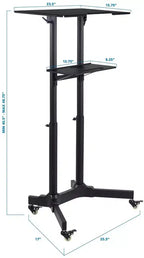 Mount-It! Bureau mobile réglable en hauteur, pupitre portable et lutrin de présentation roulant, bureau d'ordinateur portable avec roulettes