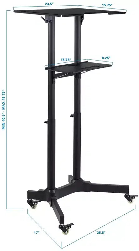 Mount-It! Bureau mobile réglable en hauteur, pupitre portable et lutrin de présentation roulant, bureau d'ordinateur portable avec roulettes