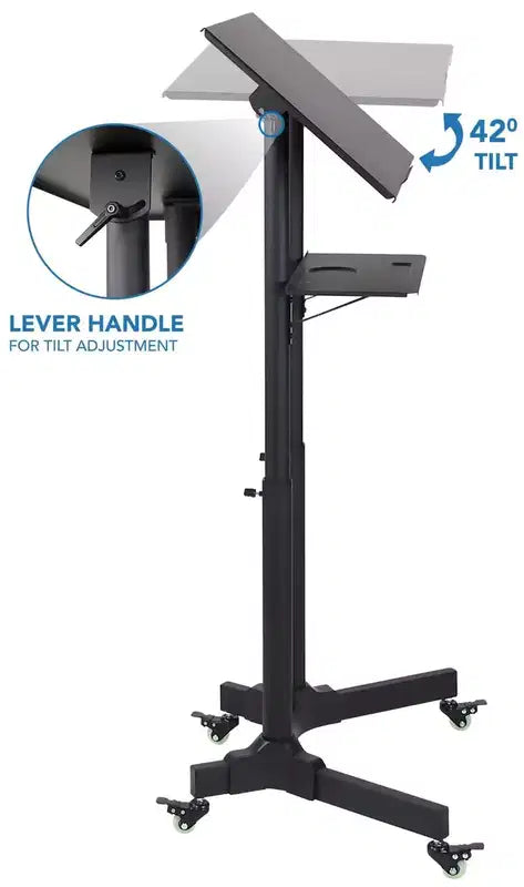 Mount-It! Bureau mobile réglable en hauteur, pupitre portable et lutrin de présentation roulant, bureau d'ordinateur portable avec roulettes