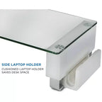 Mount-It! Support d'écran en verre trempé avec 3 ports USB | Rehausseur de bureau compatible avec les écrans de 24, 27, 30, 32 pouces | Capacité de 30 kg
