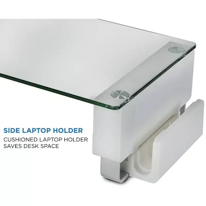 Mount-It! Support d'écran en verre trempé avec 3 ports USB | Rehausseur de bureau compatible avec les écrans de 24, 27, 30, 32 pouces | Capacité de 30 kg