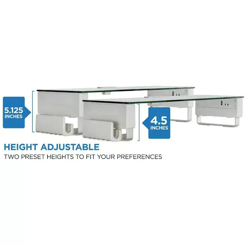 Mount-It! Support d'écran en verre trempé avec 3 ports USB | Rehausseur de bureau compatible avec les écrans de 24, 27, 30, 32 pouces | Capacité de 30 kg