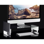 Mount-It! Support d'écran en verre trempé avec 3 ports USB | Rehausseur de bureau compatible avec les écrans de 24, 27, 30, 32 pouces | Capacité de 30 kg