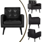 Fauteuil Yaheetech Moderne Fauteuil d'appoint en Similicuir Capitonnage avec Pieds en Bois Massif