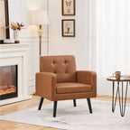 Fauteuil Yaheetech Moderne Fauteuil d'appoint en Similicuir Capitonnage avec Pieds en Bois Massif