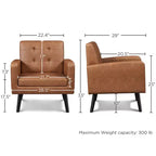 Fauteuil Yaheetech Moderne Fauteuil d'appoint en Similicuir Capitonnage avec Pieds en Bois Massif