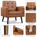 Fauteuil Yaheetech Moderne Fauteuil d'appoint en Similicuir Capitonnage avec Pieds en Bois Massif