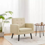 Fauteuil Yaheetech Moderne Fauteuil d'appoint en Similicuir Capitonnage avec Pieds en Bois Massif