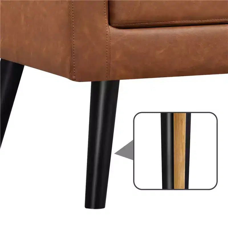 Fauteuil Yaheetech Moderne Fauteuil d'appoint en Similicuir Capitonnage avec Pieds en Bois Massif