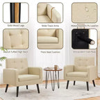 Fauteuil Yaheetech Moderne Fauteuil d'appoint en Similicuir Capitonnage avec Pieds en Bois Massif