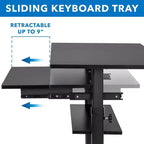 Mount-It! Bureau debout mobile avec plateforme de clavier rétractable | Poste de travail informatique réglable en hauteur | Roues verrouillables | Capacité de 45 kg