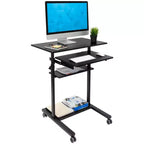 Mount-It! Bureau debout mobile avec plateforme de clavier rétractable | Poste de travail informatique réglable en hauteur | Roues verrouillables | Capacité de 45 kg