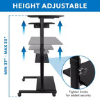 Mount-It! Bureau debout mobile avec plateforme de clavier rétractable | Poste de travail informatique réglable en hauteur | Roues verrouillables | Capacité de 45 kg