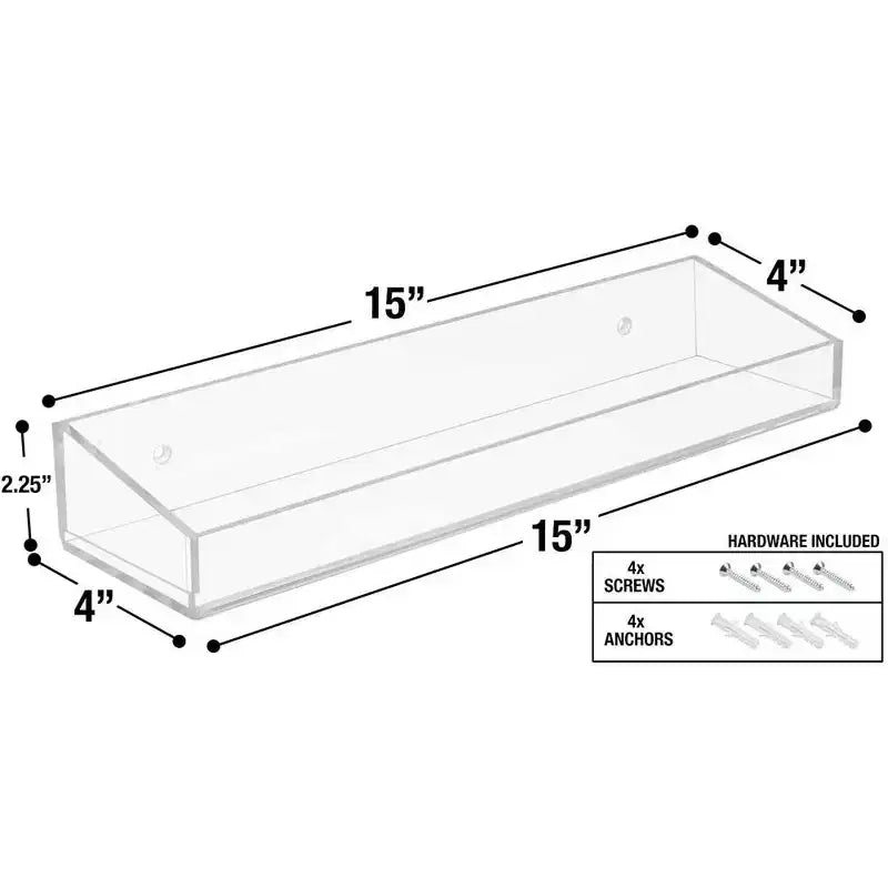 Étagères flottantes murales Sorbus en acrylique pour salle de bain, Rangement transparent pour articles de toilette, Bibliothèque, Étagère à épices, Transparent
