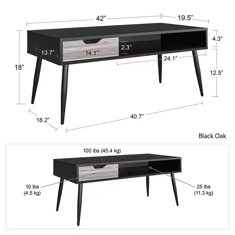 Table basse Grafton RealRooms, Chêne noir