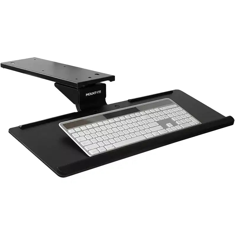 Mount-It! Under Desk Keyboard Tray and Mouse Platform | Ergonomic Computer Keyboard Drawer with Gel Wrist Pad | 17 Inch Space Saving Track | Black