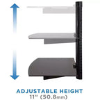 Mount-It! Support mural flottant pour récepteur AV, composant, décodeur, PlayStation 5, projecteur | 2 étagères en verre trempé teinté noir