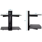 Mount-It! Support mural flottant pour récepteur AV, composant, décodeur, PlayStation 5, projecteur | 2 étagères en verre trempé teinté noir