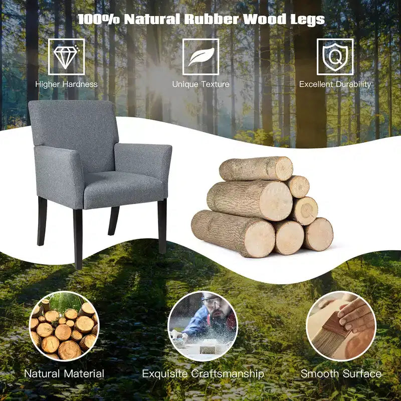 Chaise visiteur/d'appoint/fauteuil de bureau Costway avec pieds en bois d'hévéa