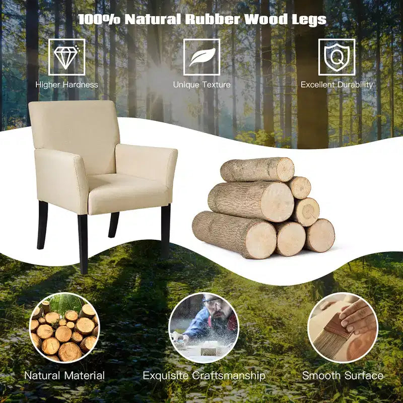 Chaise visiteur/d'appoint/fauteuil de bureau Costway avec pieds en bois d'hévéa