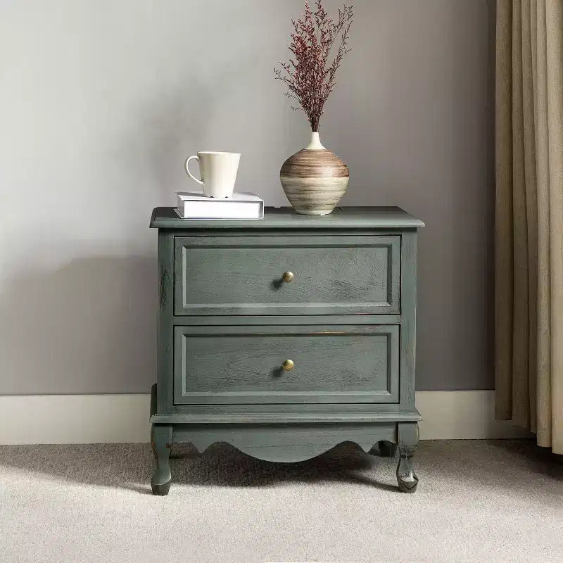 Galatea 24 Tall 2 - Drawer end table with Two Drawers and Charging Station| KARAT HOME
