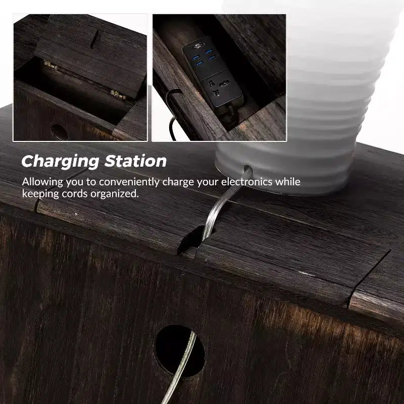 Table d'appoint Galatea 24" avec 2 tiroirs et station de charge | KARAT HOME