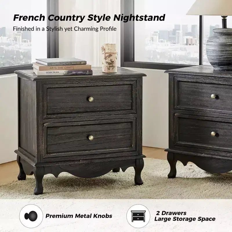 Table d'appoint Galatea 24" avec 2 tiroirs et station de charge | KARAT HOME