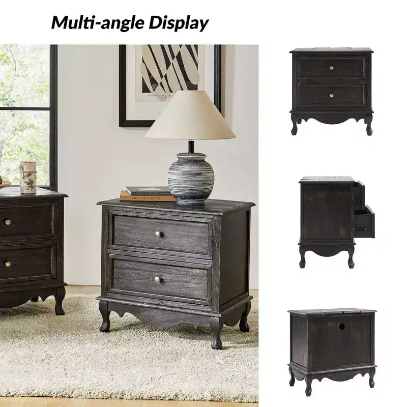 Table d'appoint Galatea 24" avec 2 tiroirs et station de charge | KARAT HOME