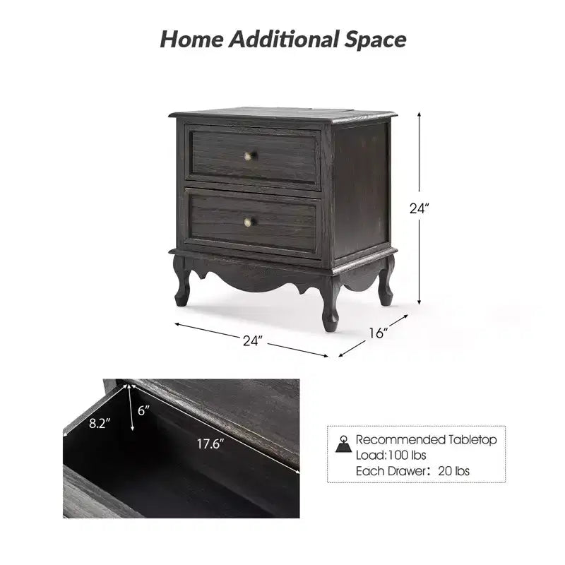 Table d'appoint Galatea 24" avec 2 tiroirs et station de charge | KARAT HOME