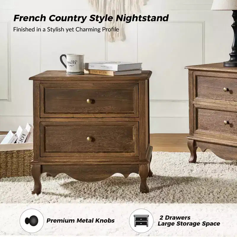 Table d'appoint Galatea 24" avec 2 tiroirs et station de charge | KARAT HOME