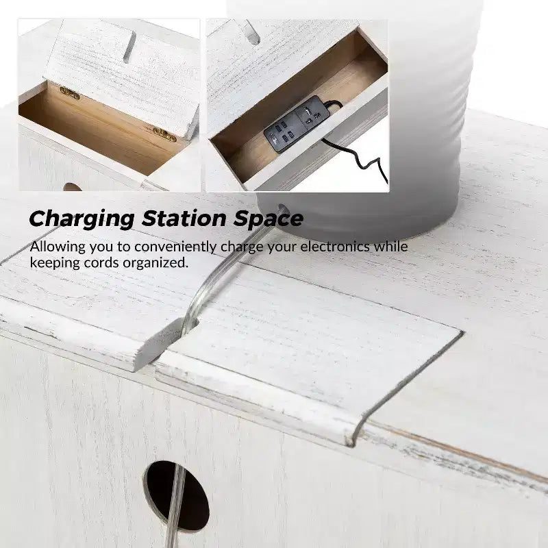 Table d'appoint Galatea 24" avec 2 tiroirs et station de charge | KARAT HOME