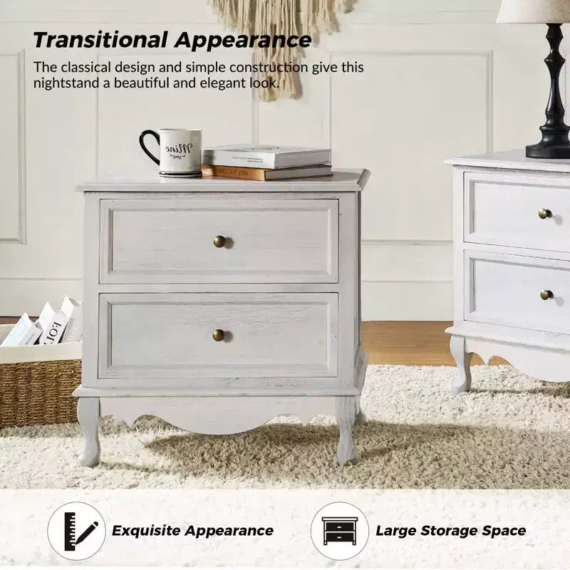 Table d'appoint Galatea 24" avec 2 tiroirs et station de charge | KARAT HOME