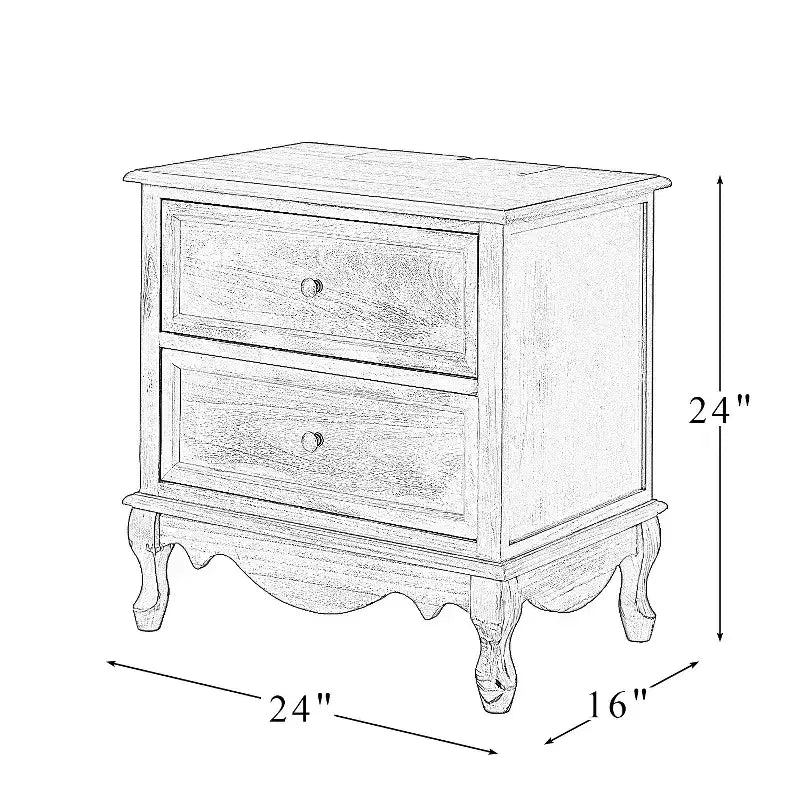 Table d'appoint Galatea 24" avec 2 tiroirs et station de charge | KARAT HOME