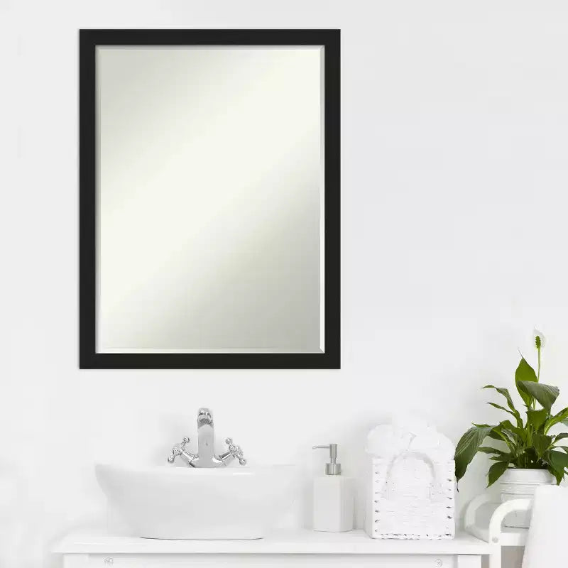 Miroir Mural de Salle de Bain Amanti Art Grace Biseauté Étroit Brossé Petite