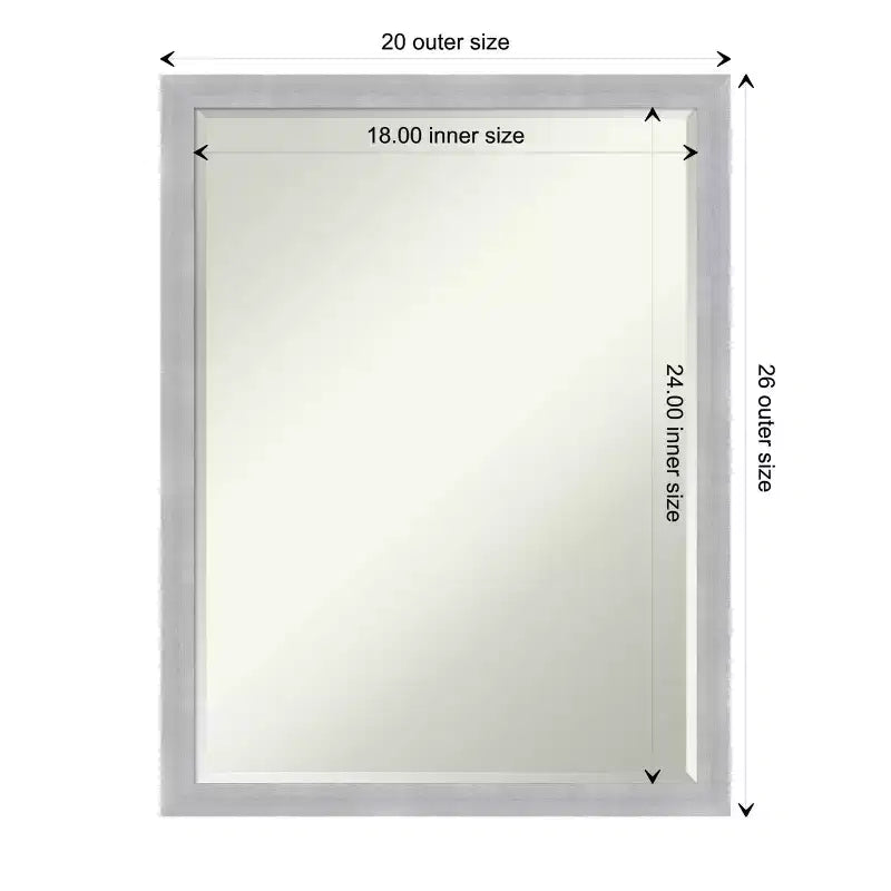 Miroir Mural de Salle de Bain Amanti Art Grace Biseauté Étroit Brossé Petite