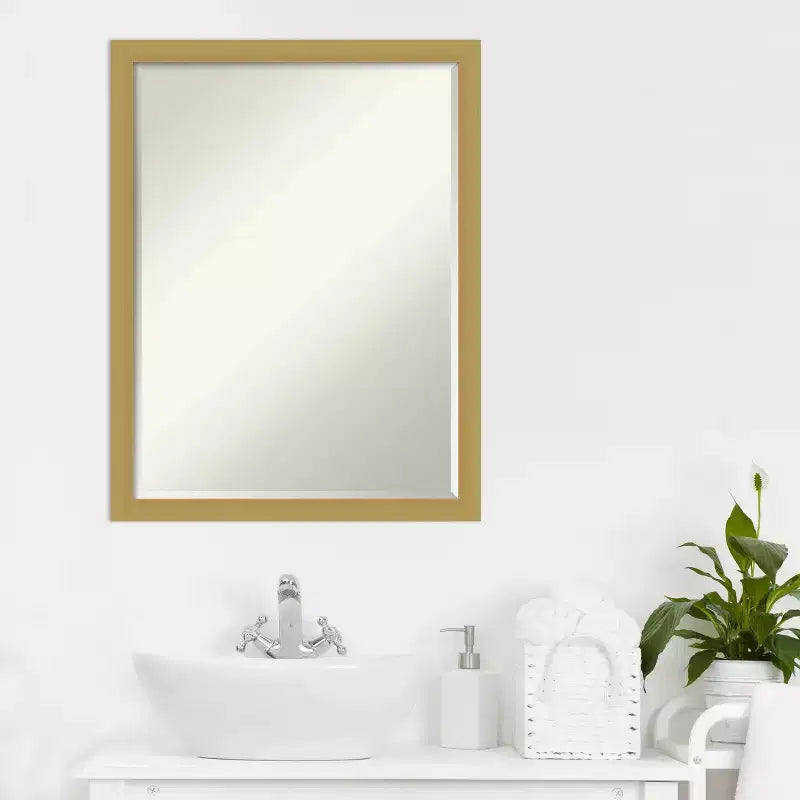 Miroir Mural de Salle de Bain Amanti Art Grace Biseauté Étroit Brossé Petite