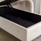 Chaise longue en velours avec rangement, oreiller et accents cloutés pour chambre - ModernLuxe