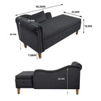 Chaise longue en velours avec rangement, oreiller et accents cloutés pour chambre - ModernLuxe